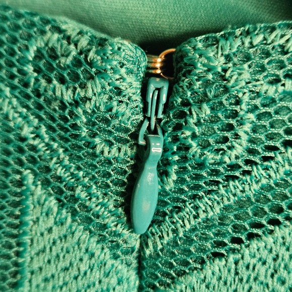 Cynthia Steffe Teal Geometric Sheath Dress With Embroidered Overlay Size‎ 2 - Picture 7 of 9